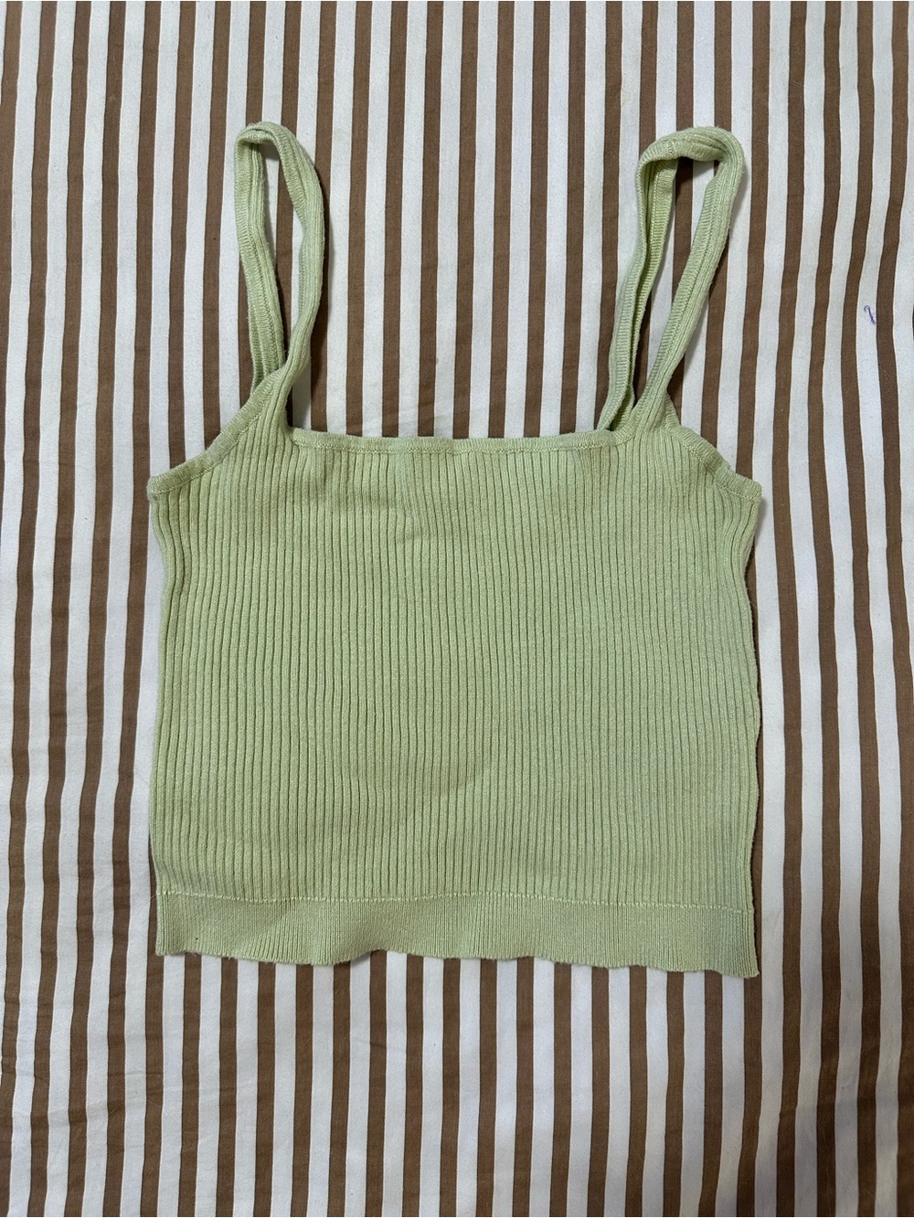 Garage Light Green Ribbed Square Neck Cami